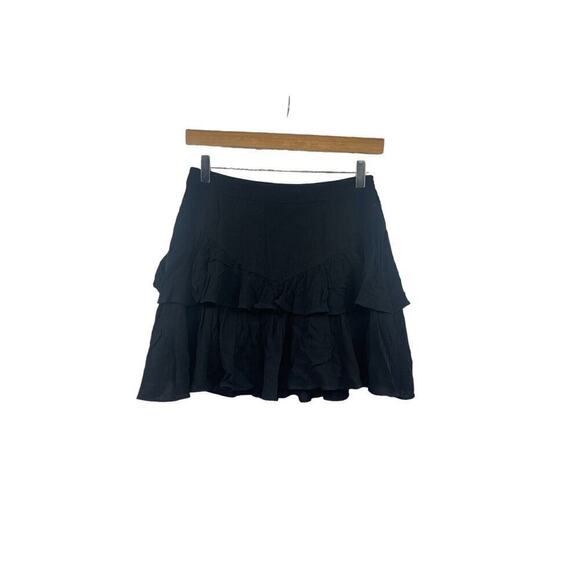 Superdown Revolve Becky Mini Skirt Ruffle Tiered Black size S New - Picture 1 of 7